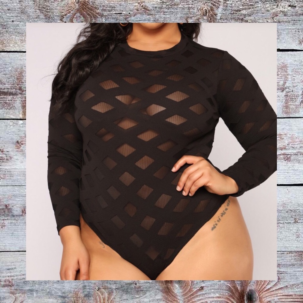 💠NEW💠Fashion nova sheer black Bodysuit